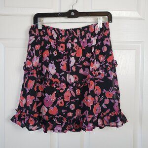 Vero Moda NWT Black & Pink Floral Ruffle Mini Skirt. Size M